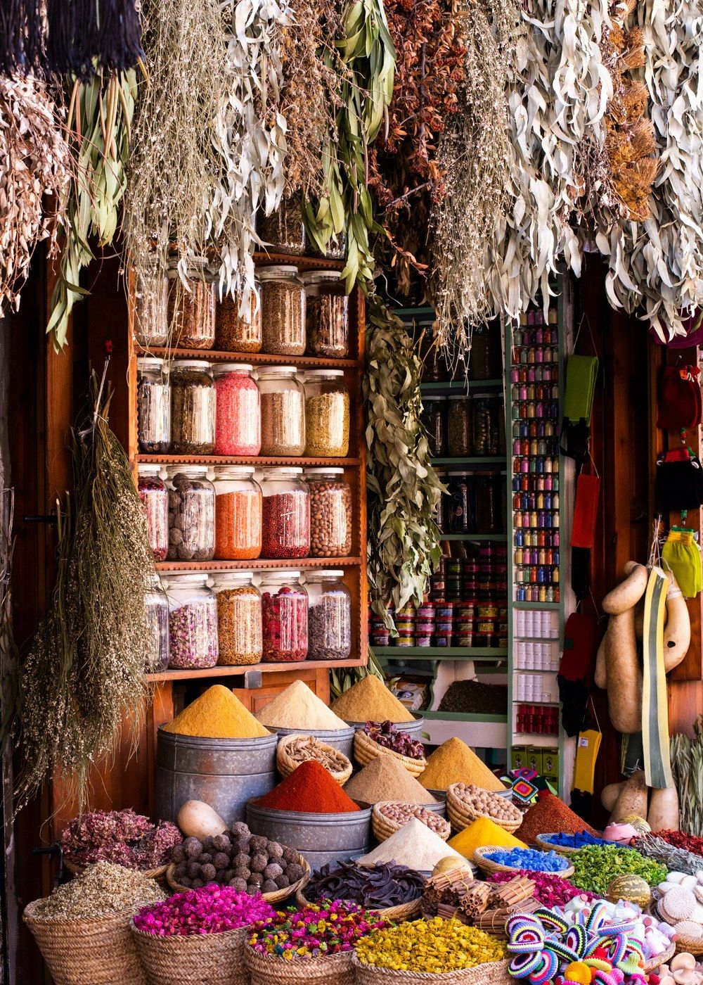 An Indian spice market.